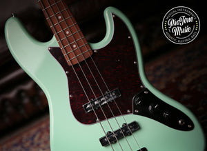 Vintage VJ74 Reissued Bass Ventura Green Matching Colour Headstock - ProTone Music