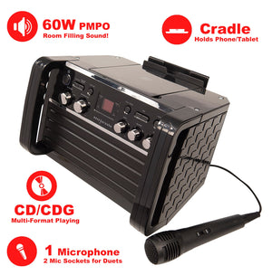 Easy Karaoke Bluetooth¸ Karaoke System with LED Light Effects + 1 Microphone