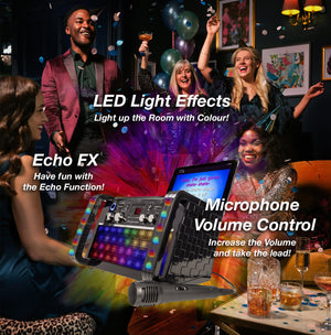 Easy Karaoke Bluetooth¸ Karaoke System with LED Light Effects + 1 Microphone