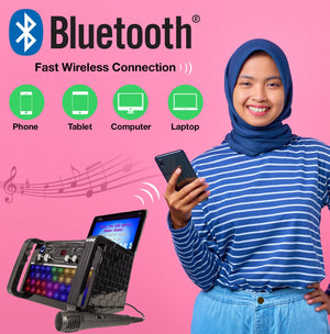 Easy Karaoke Bluetooth¸ Karaoke System with LED Light Effects + 1 Microphone