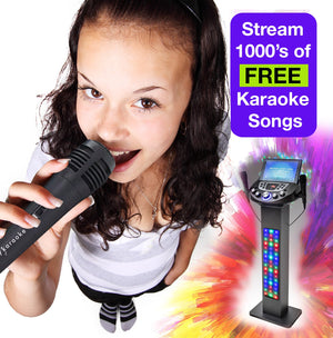 Easy Karaoke Smart Bluetooth® Pedestal Karaoke System with Light Effects + 2 Mics