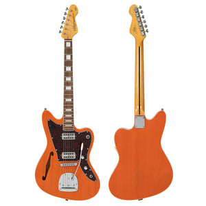 Trans Orange Vintage REVO Series 'Surfmaster' Thinline Twin Electric Guitar