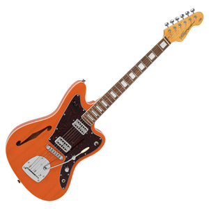 Trans Orange Vintage REVO Series 'Surfmaster' Thinline Twin Electric Guitar