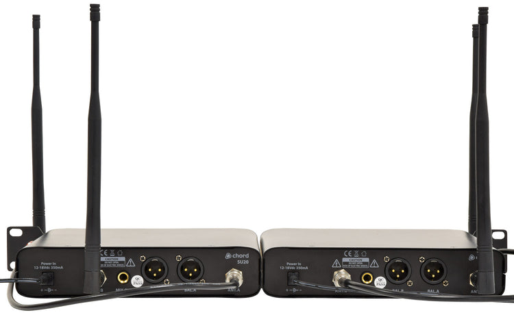 Chord SU20 Dual UHF Beltpack Microphone Set Red + Green