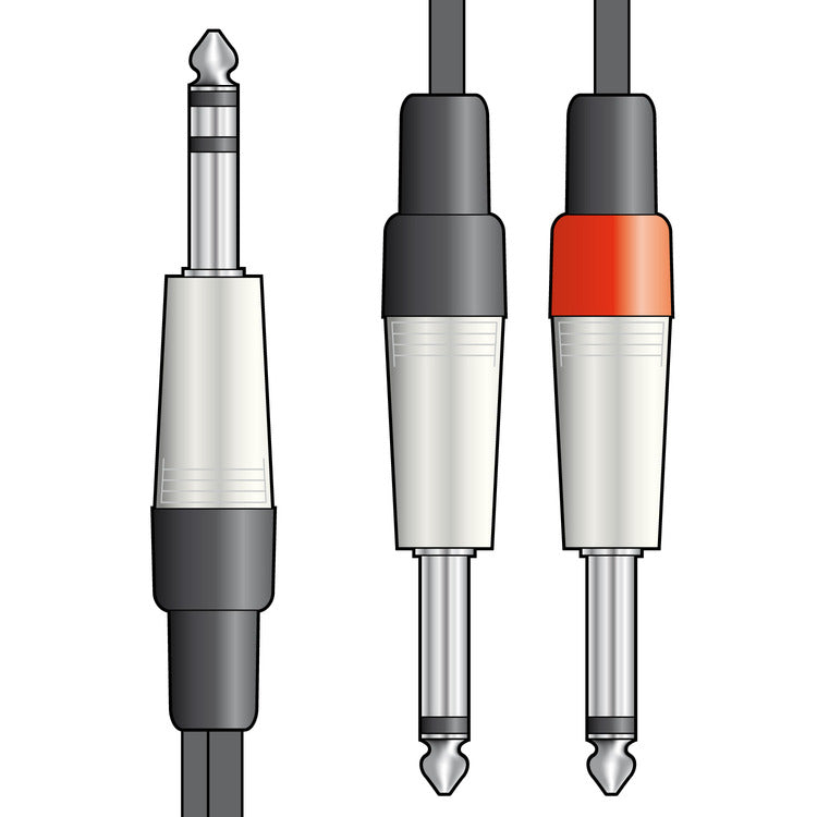 AV:Link Classic Audio Leads 6.3mm TRS Jack Plug - 2 x 6.3mm Mono Jack Plugs