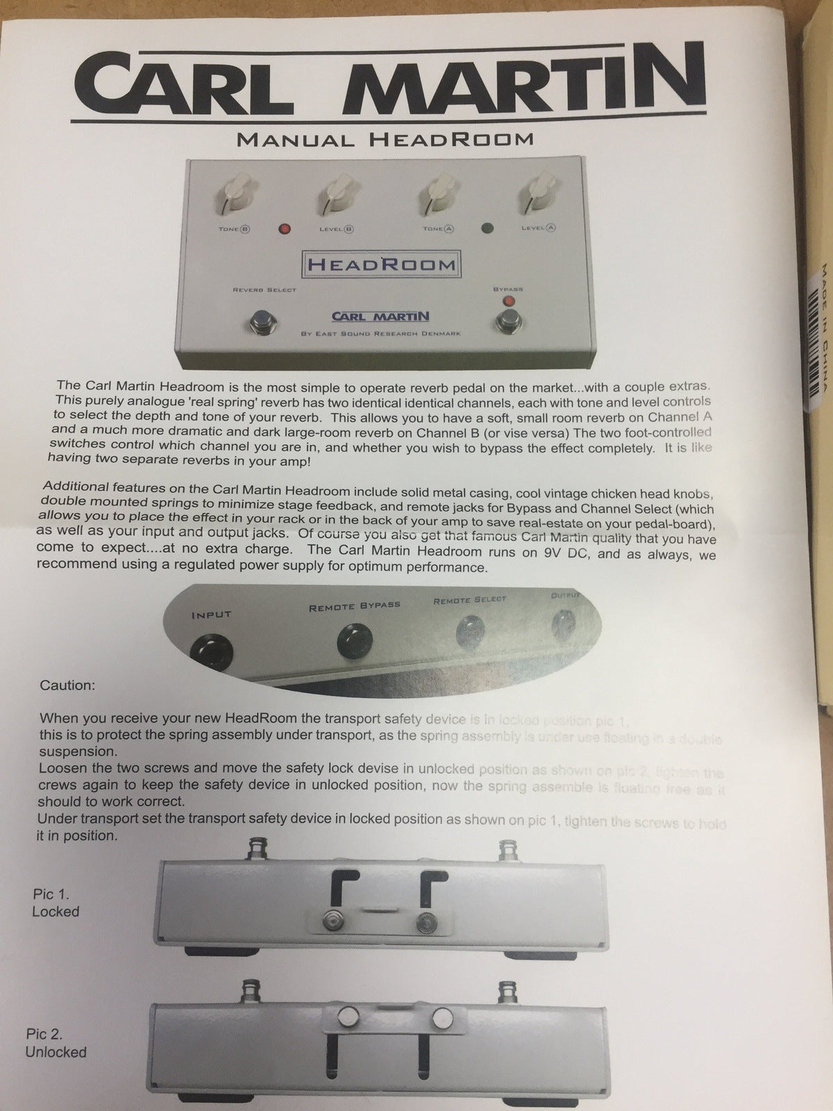Carl Martin HeadRoom Spring Reverb Pedal