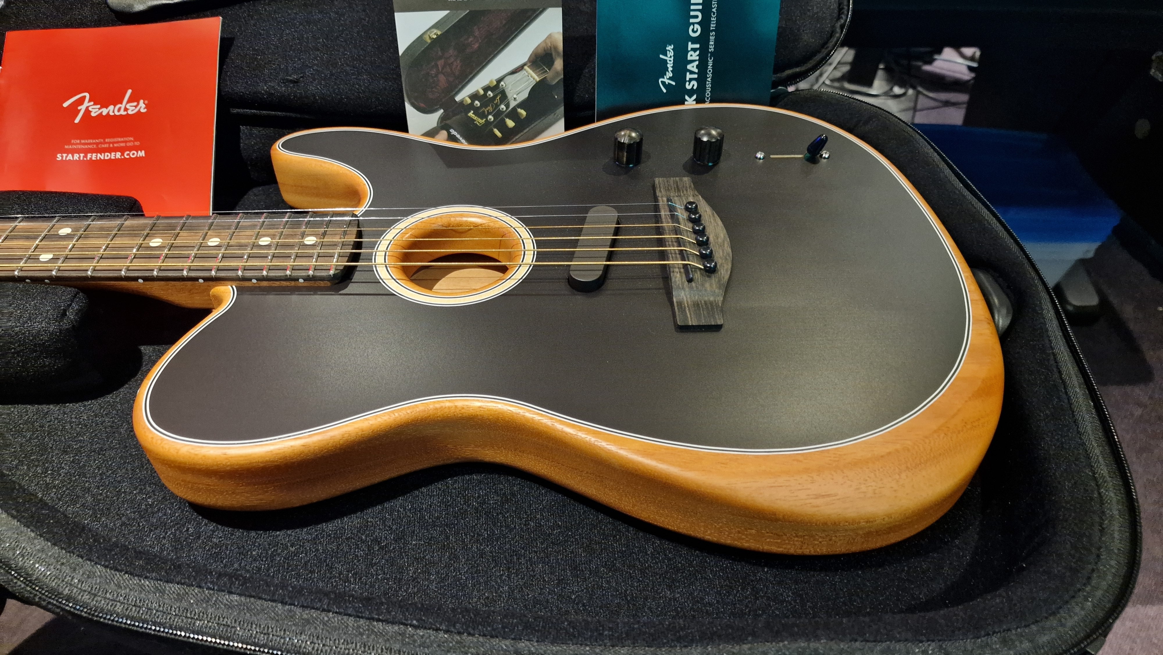 Fender American Acoustasonic Telecaster Black USA Tele Electric Guitar