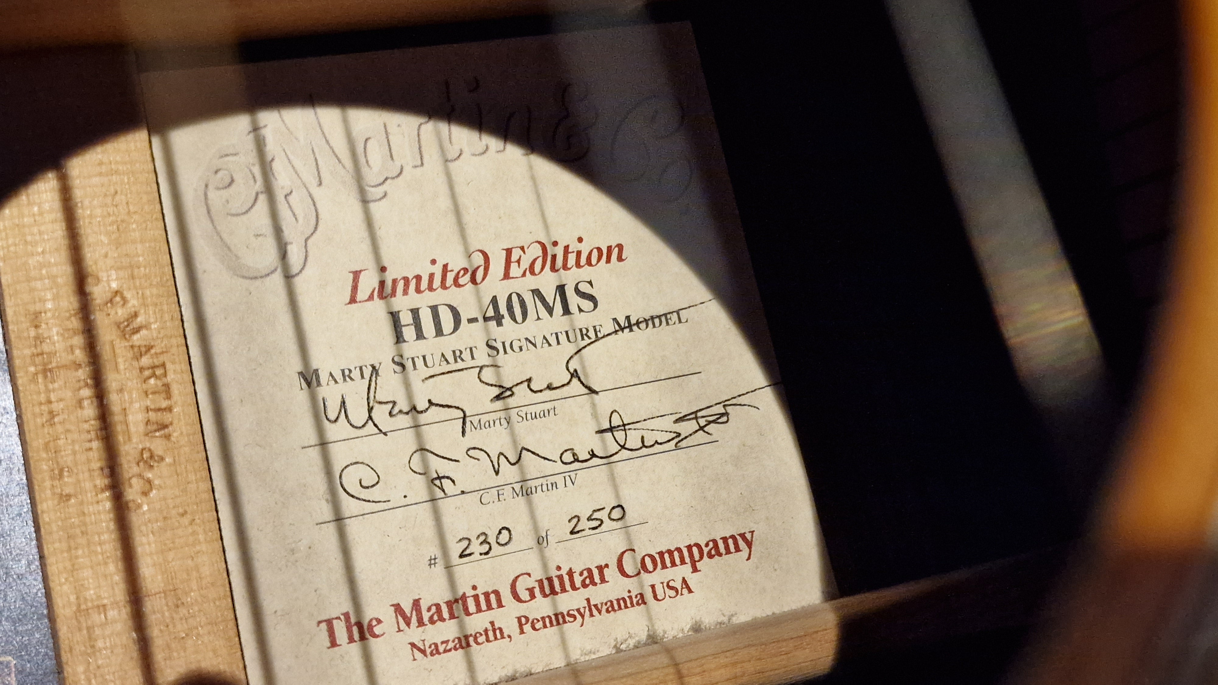 Martin Marty Stuart (Ex-Johnny Cash D-45) HD-40MS Custom Shop Limited Edition Signature Acoustic Guitar Artist Owned Signed