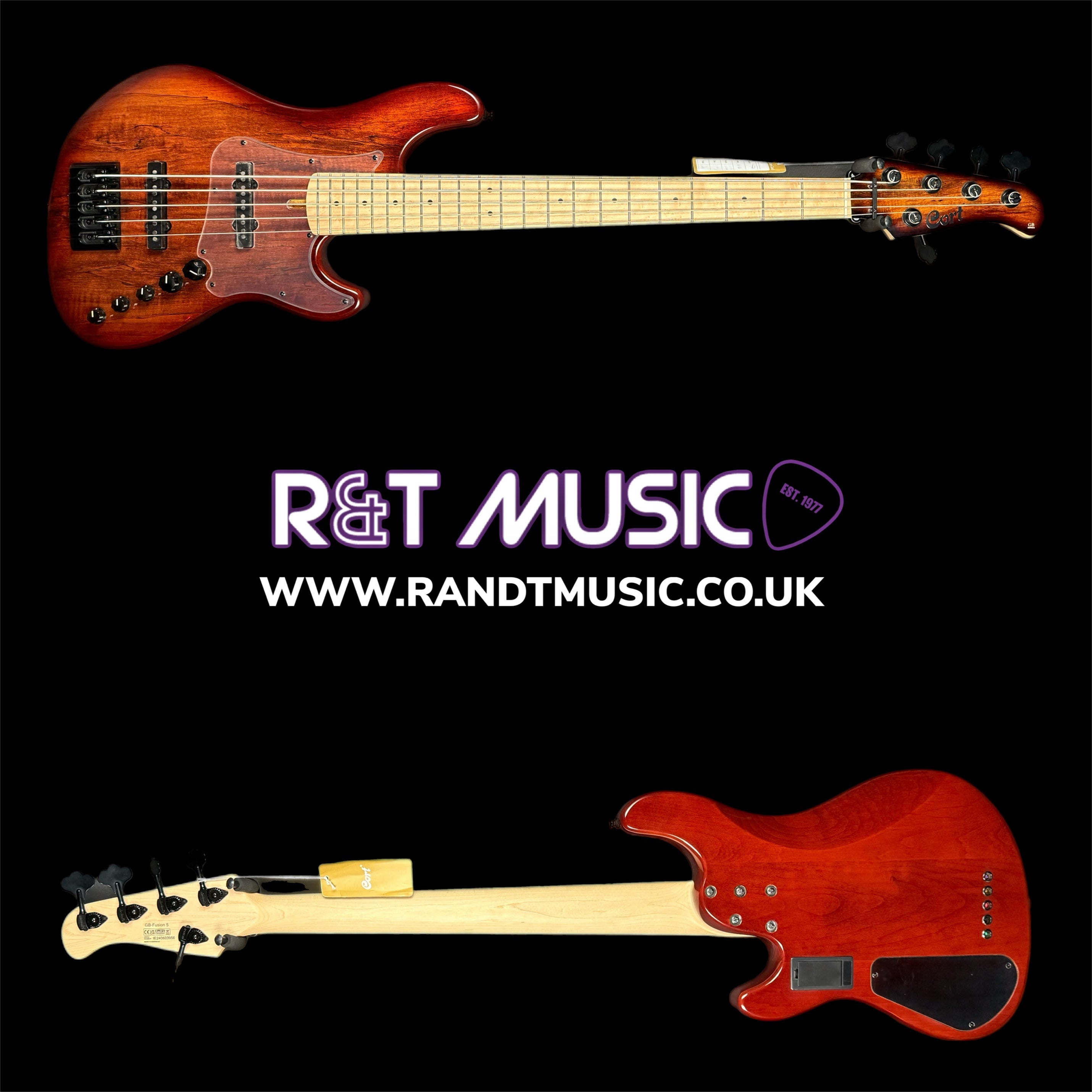 Cort GB-Fusion 5 String Bass Guitar in Antique Brown Burst w/Gigbag