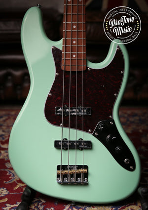 Vintage VJ74 Reissued Bass Ventura Green Matching Colour Headstock - ProTone Music