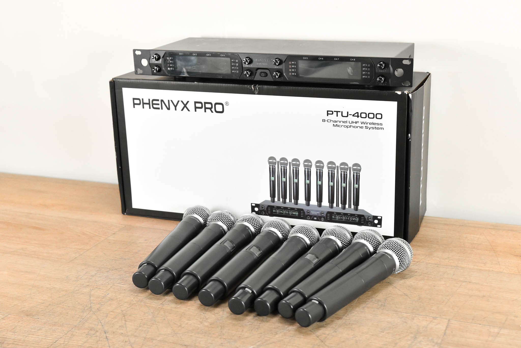 Phenyx Pro PTU-4000 UHF Fixed-Frequency 8-Channel Wireless Mic System