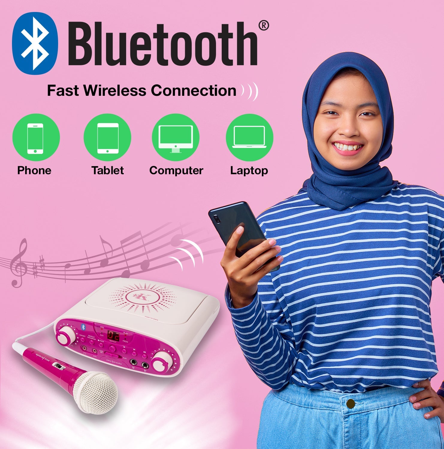 Easy Karaoke Bluetooth® Karaoke Machine + 1 Microphone