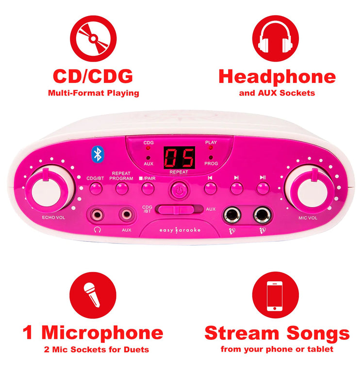 Easy Karaoke Bluetooth® Karaoke Machine + 1 Microphone