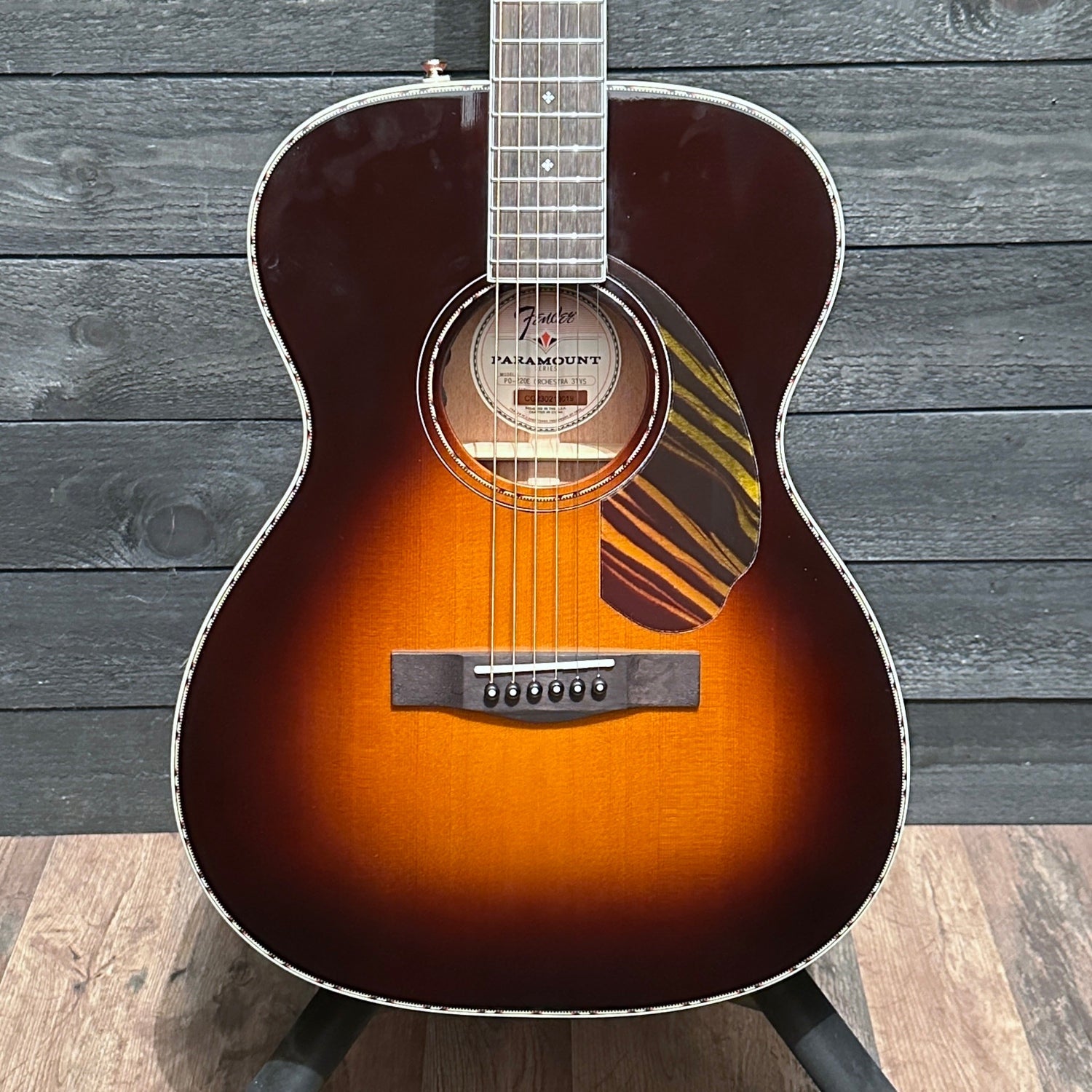 Fender PO-220E Paramount Orchestra Acoustic Electric Guitar Sunburst w/ Case