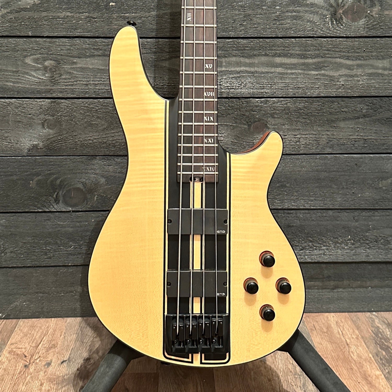 Schecter C-4 GT 4 String Electric Bass Guitar - Natural Satin with Black Racing Stripe
