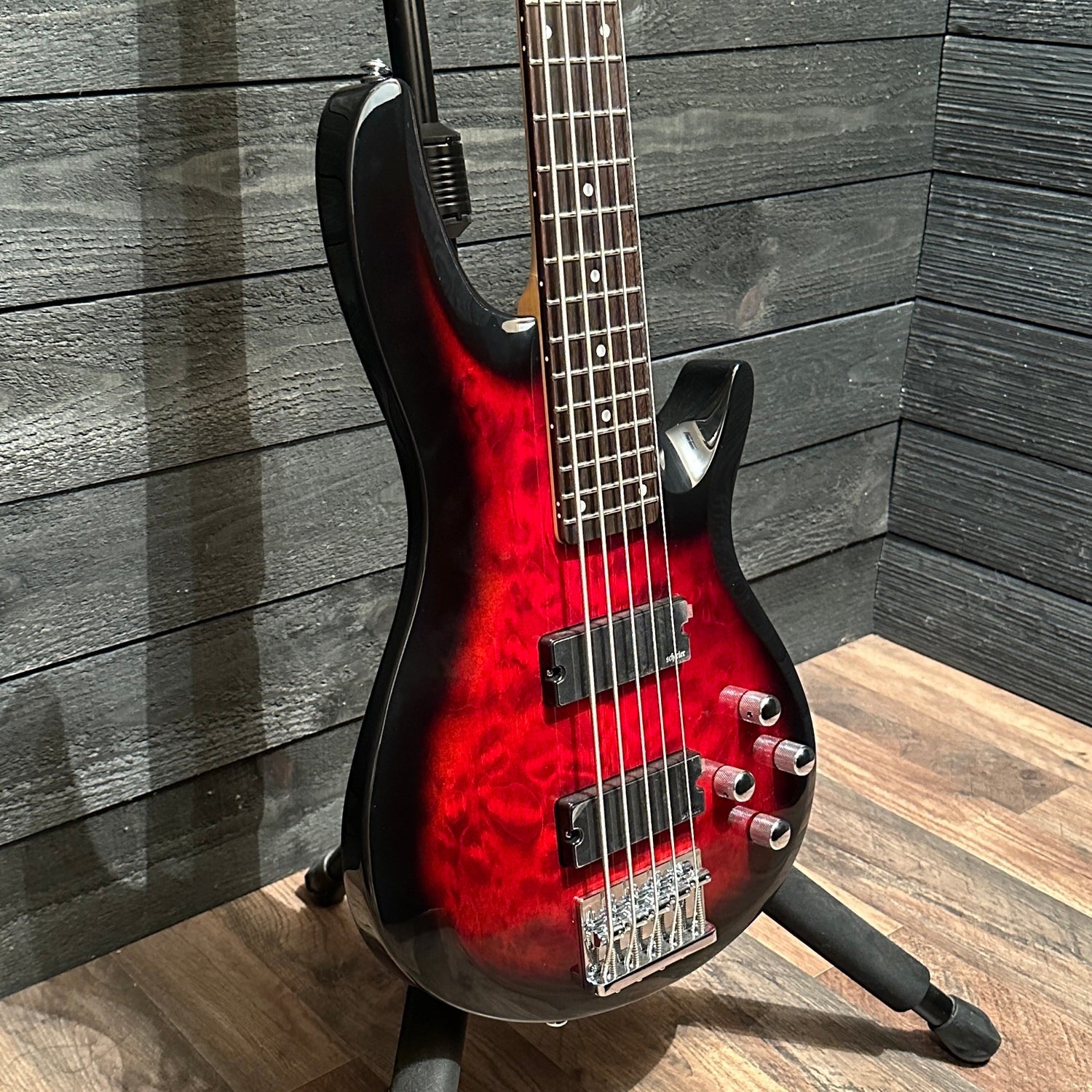 Schecter C-5 Plus 5 String Electric Bass Guitar - Red