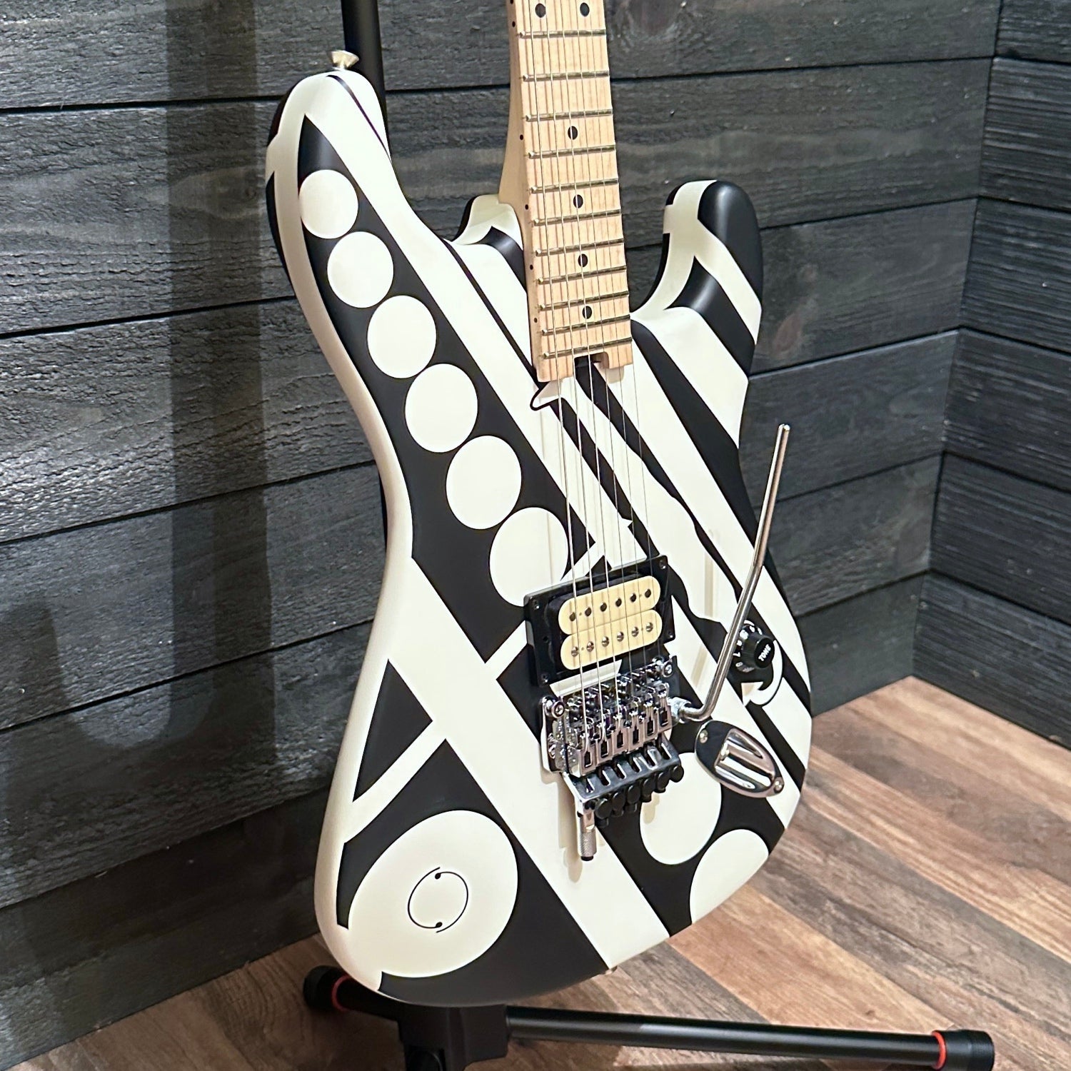 EVH Striped Circles Electric Guitar - Black and White