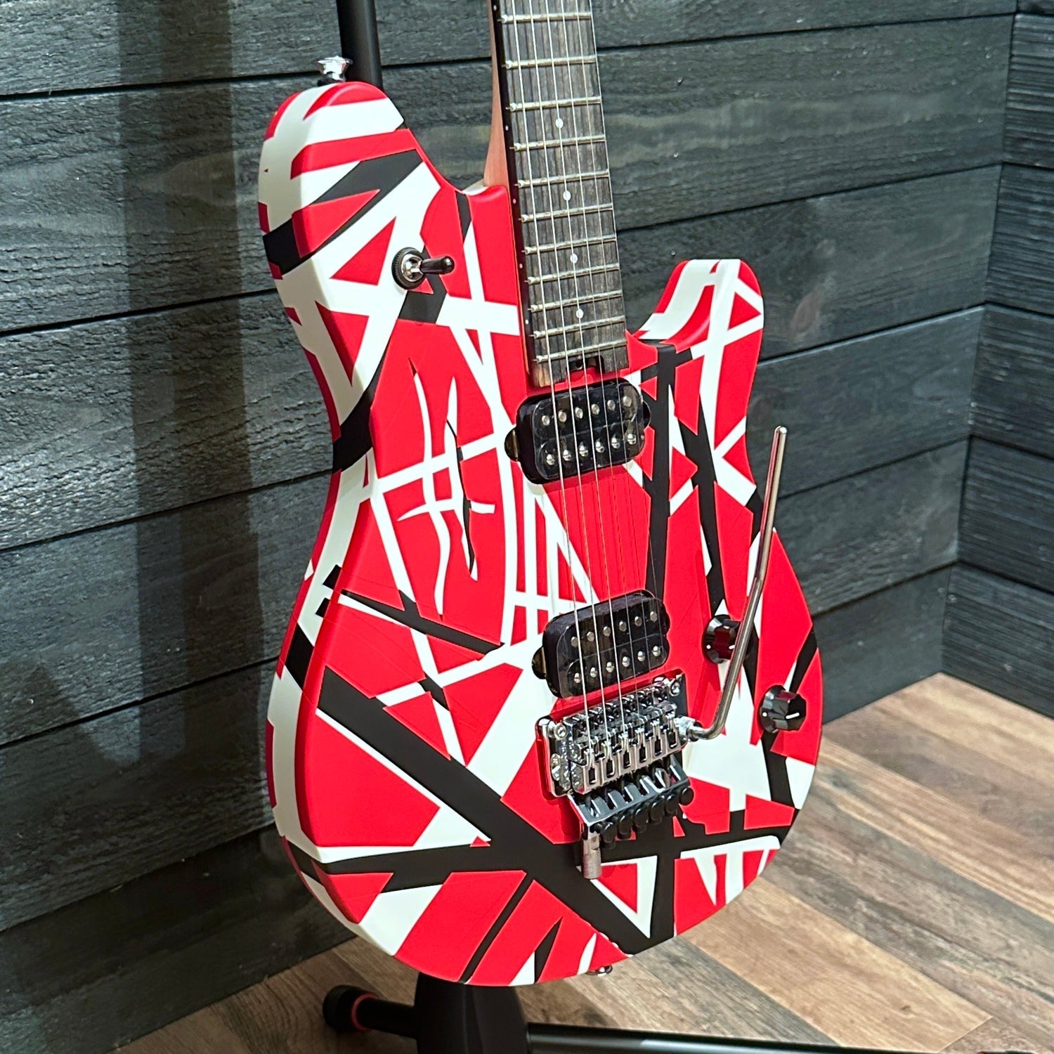 EVH Wolfgang Specal Striped Electric Guitar - Red with Black and White Stripes