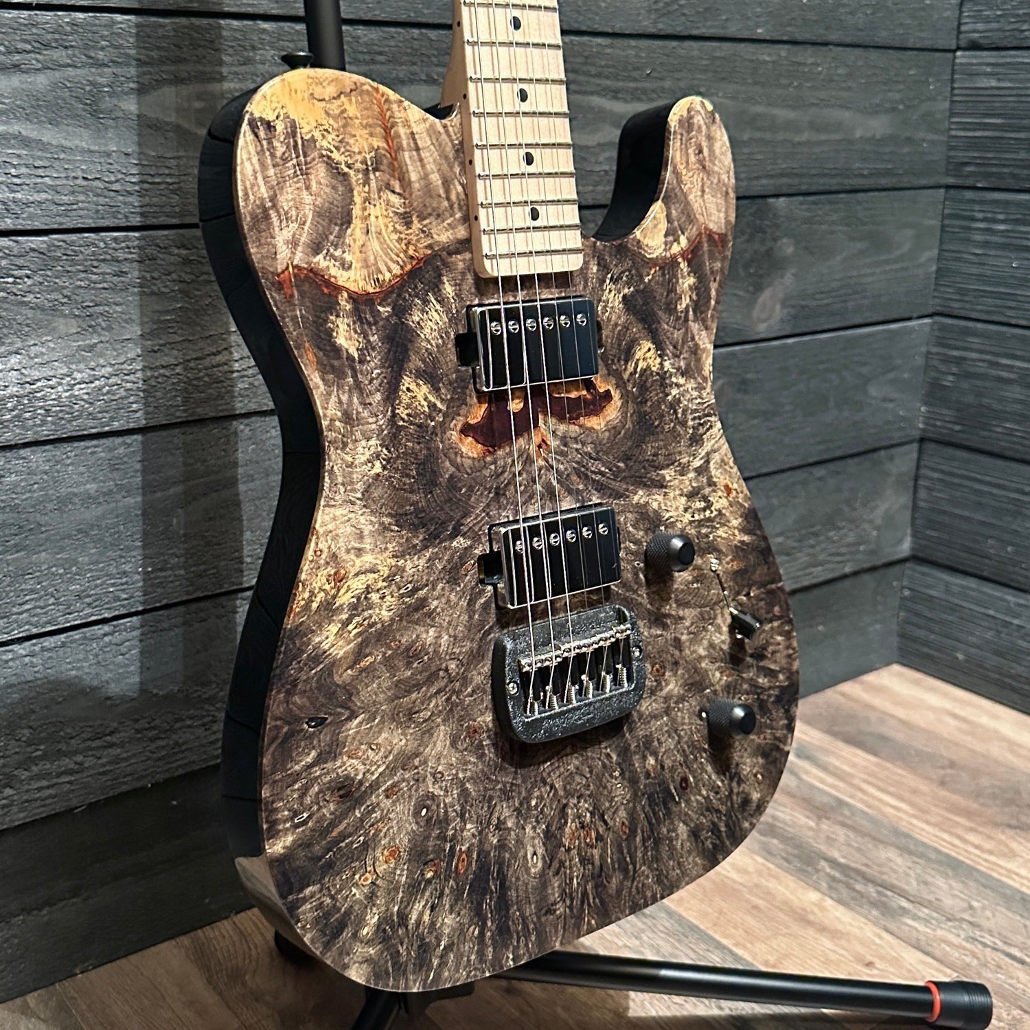 G&L USA Custom Shop ASAT HH Buckeye Burl Electric Guitar - Natural