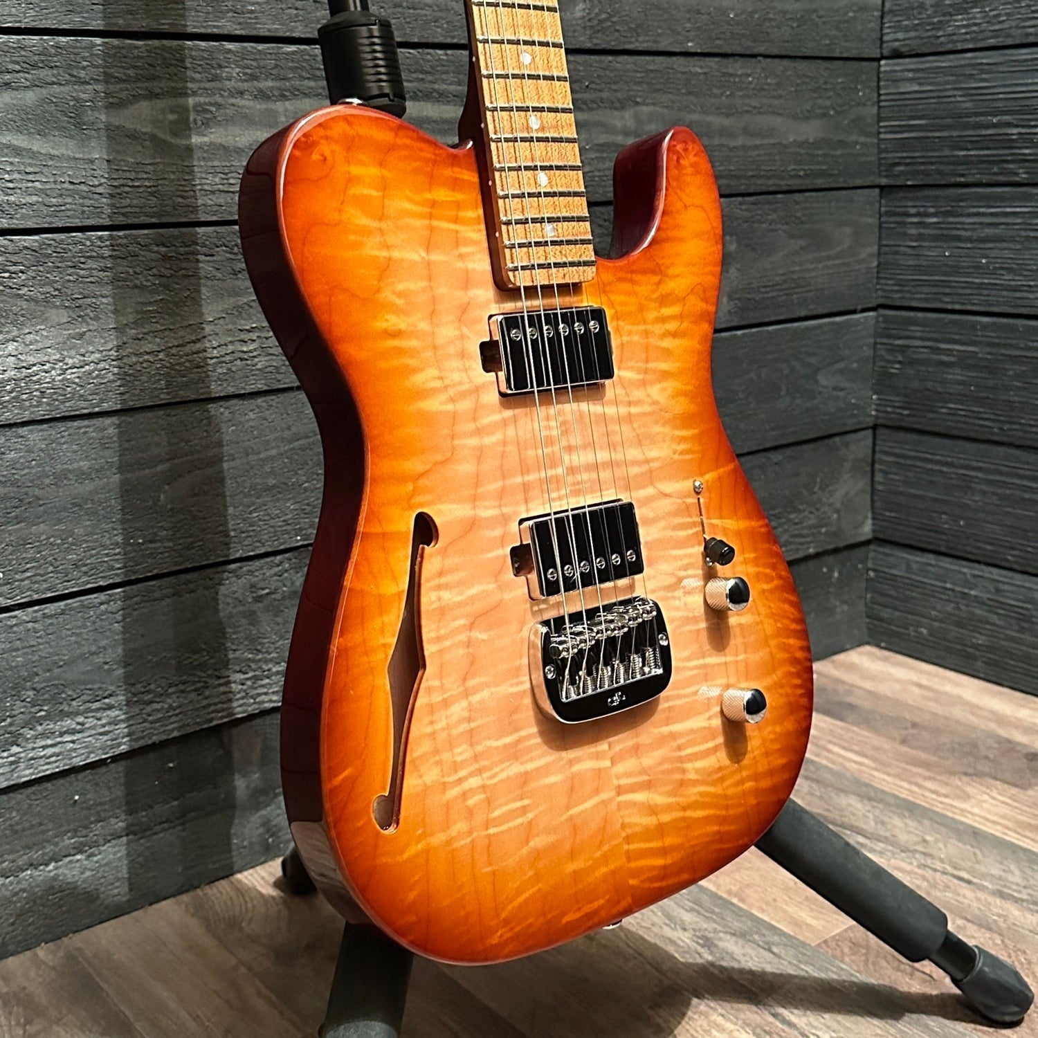 G&L USA Custom Shop ASAT HH RMC Semi Hollow-body Electric Guitar - Antique Brown Burst