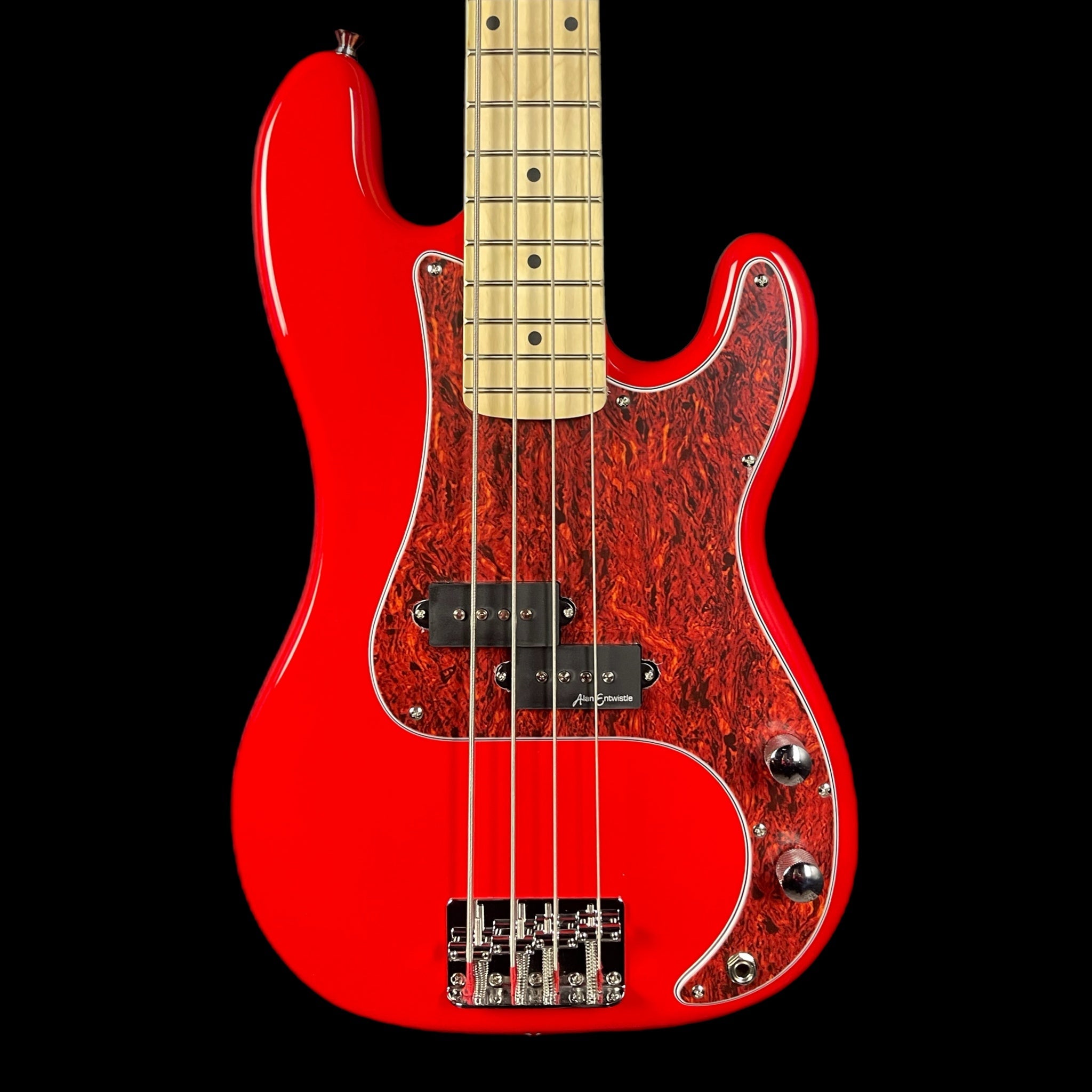Vintage V30 Maple 7/8 Size Coaster Series Bass Guitar in Gloss Red