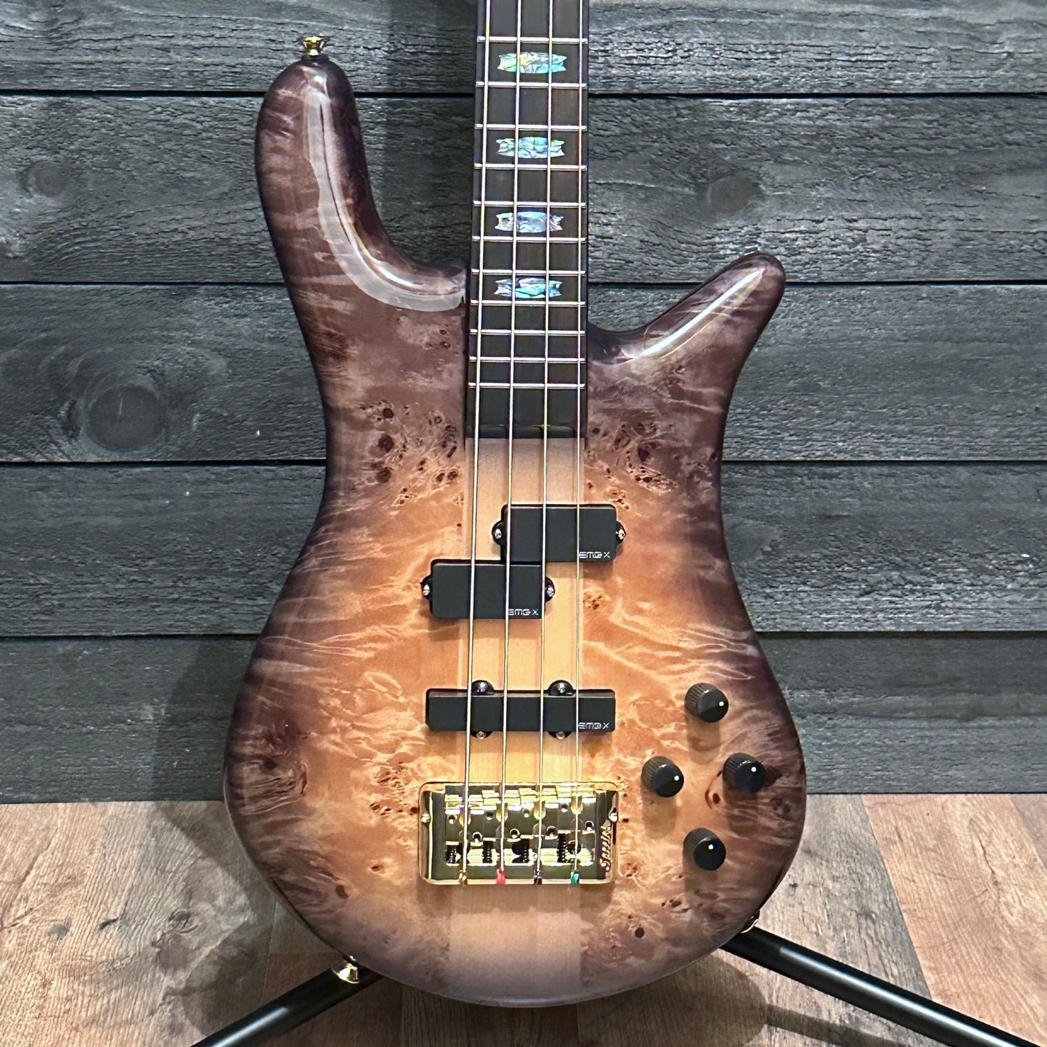 Spector Euro 4 Custom 4 String Electric Bass Guitar w/ Bag - Natural Black Burst Gloss