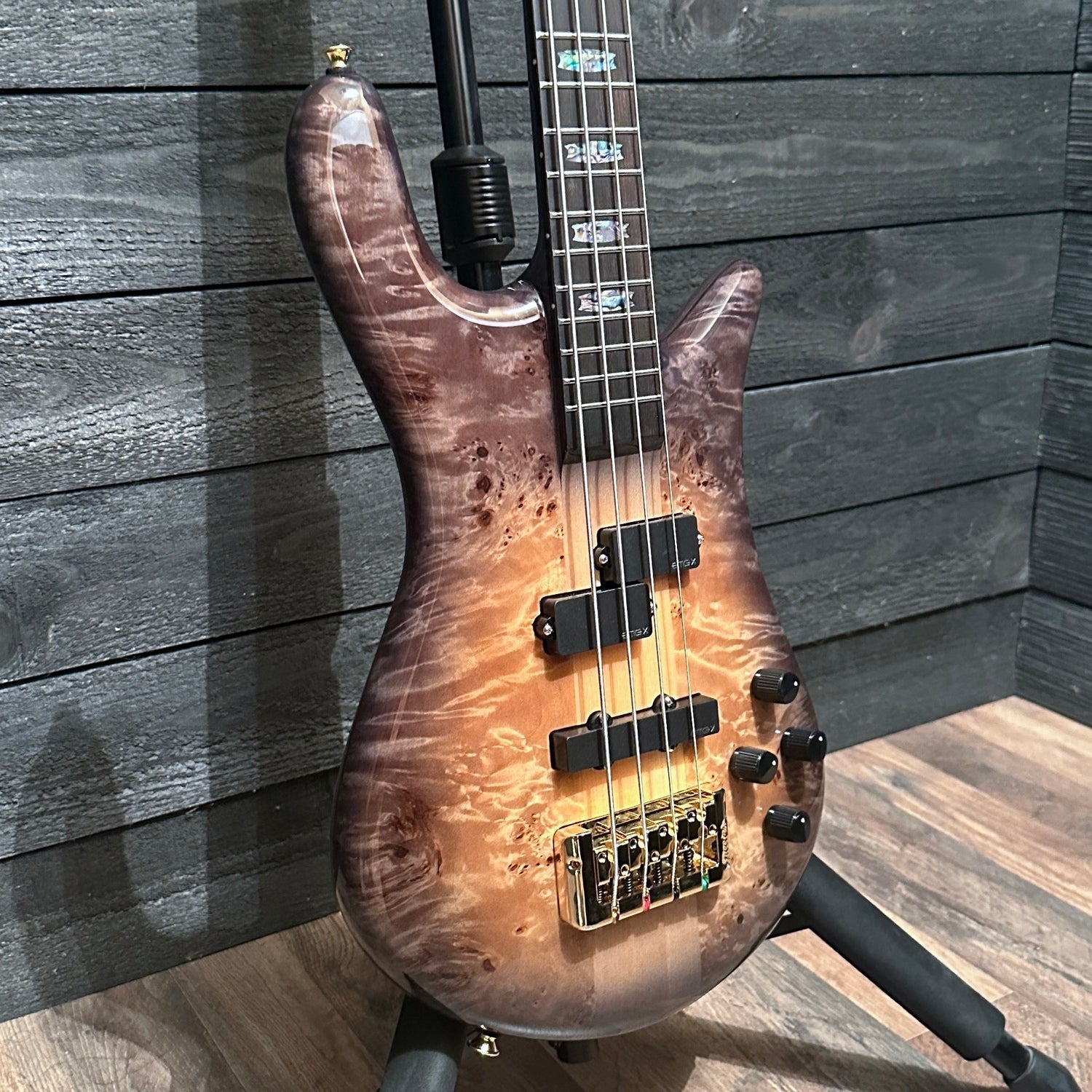 Spector Euro 4 Custom 4 String Electric Bass Guitar w/ Bag - Natural Black Burst Gloss