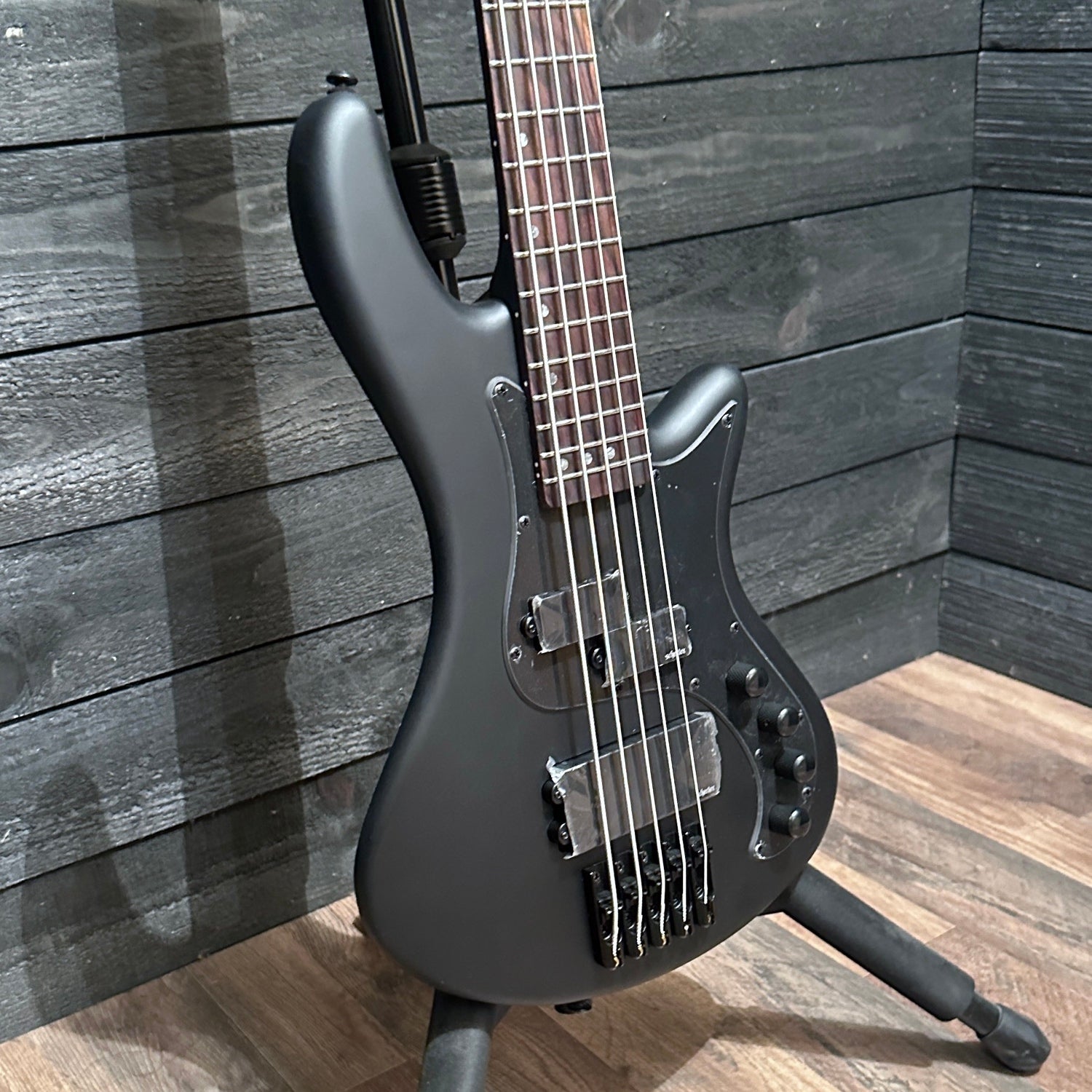 Schecter Stiletto Stealth 5 String Satin Black Electric Bass Guitar - Black