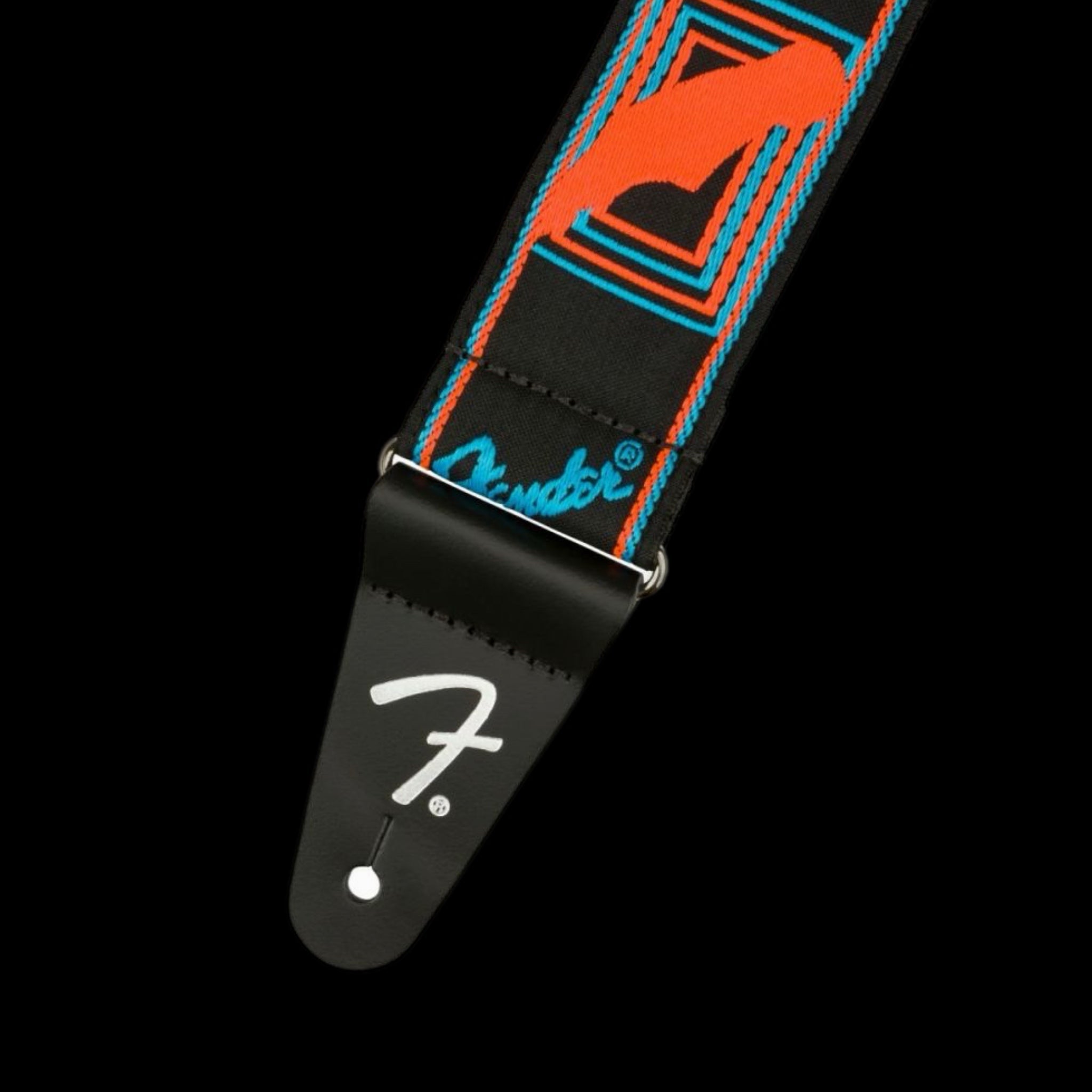 Fender Neon Monogrammed Strap, Blue/Orange
