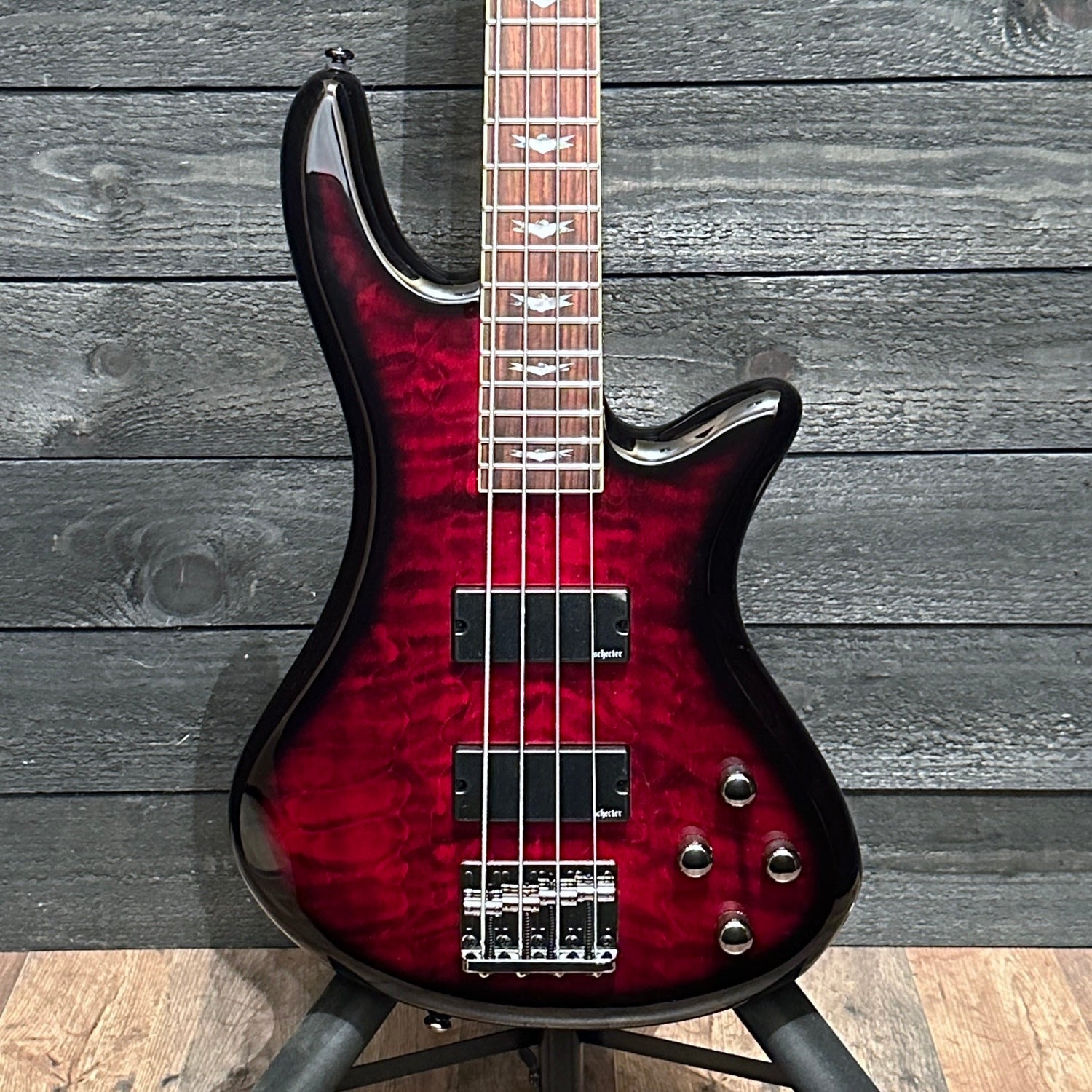 Schecter Stiletto Extreme 4 String Electric Bass Guitar - Black Cherry