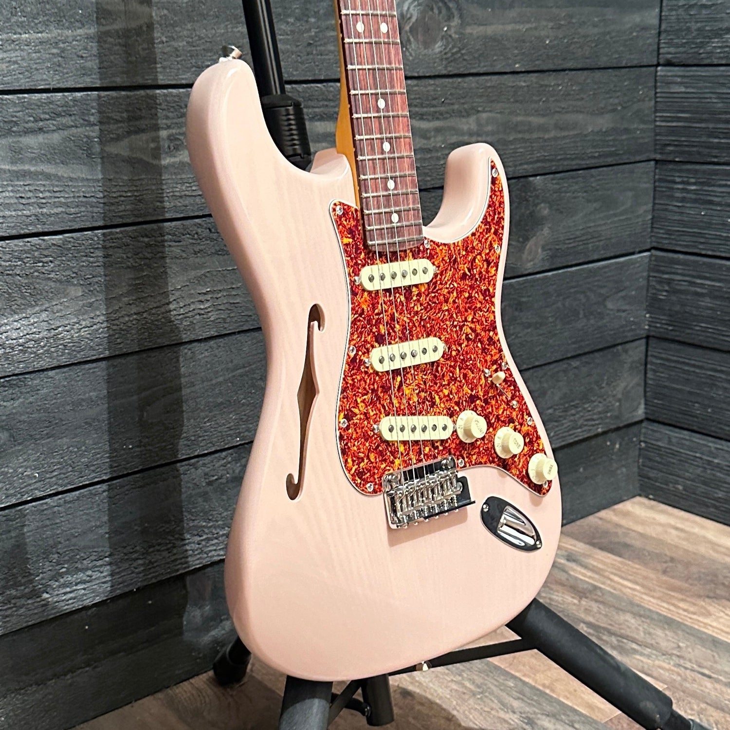 Fender Limited Edition American Professional II Stratocaster Thinline USA Electric Guitar 2024 - Transparent Shell Pink