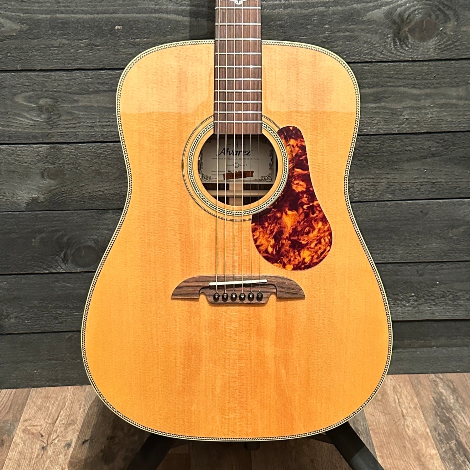 Alvarez MD70e Herringbone Dreadnought Acoustic-Electric Guitar - Natural