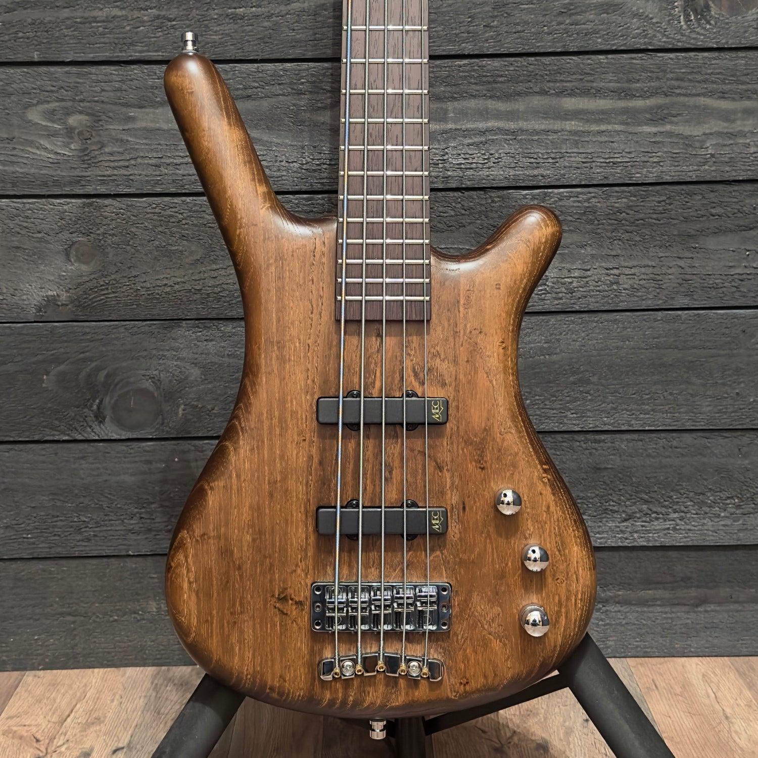 Warwick German Pro Series Corvette Standard Ash 5 String Active Satin Electric Bass Guitar - Antique Tobacco Transparent