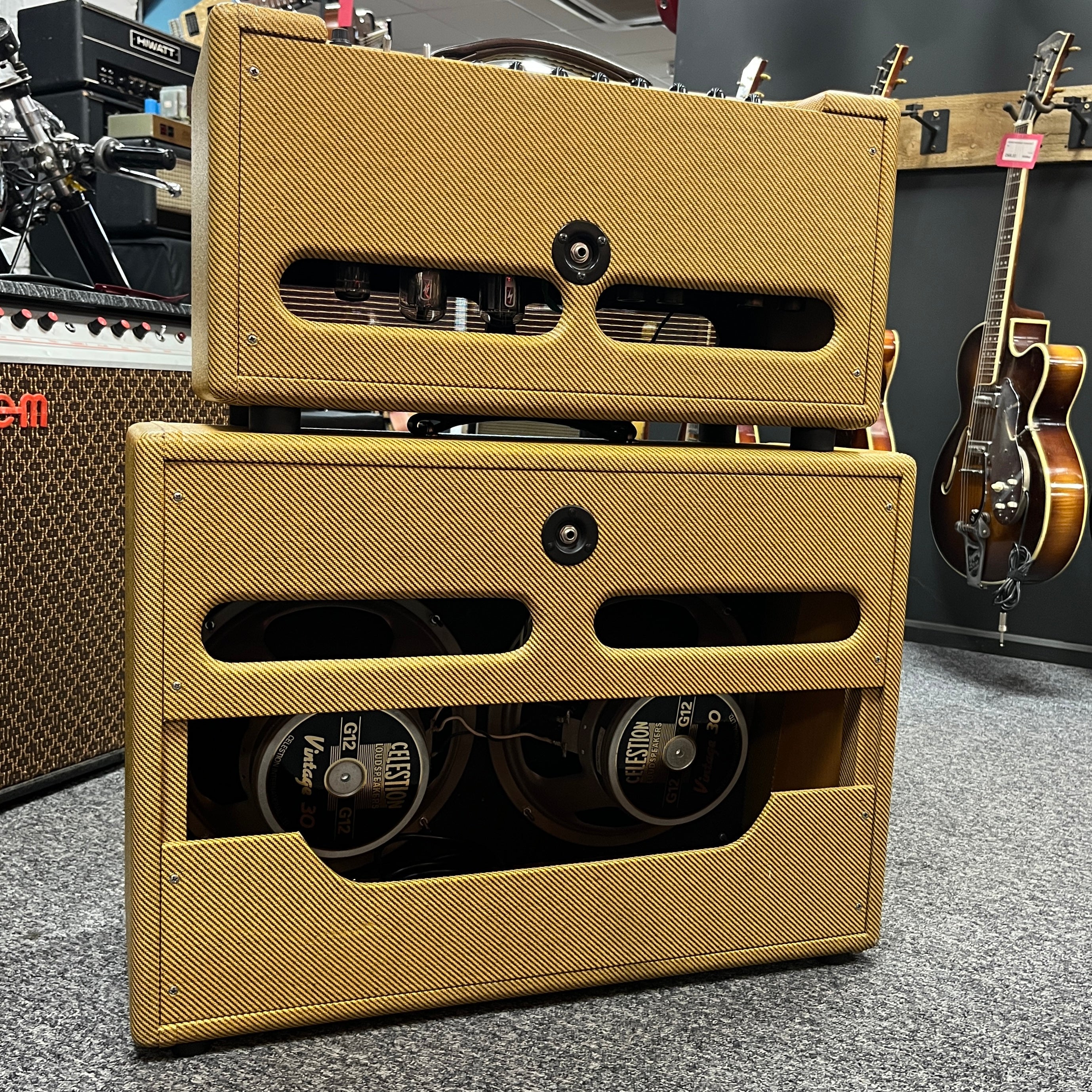 Blankenship Fatboy "Sour Cream" Amp head and 212 Celestion Vintage-30 Pine Cab Lacquered Tweed 2010 - Tweed
