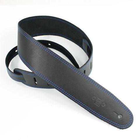 SGE25-15-8: DSL Leather Strap 2.5", Black with Blue