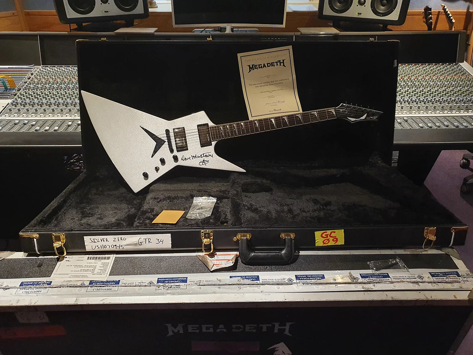 Dave Mustaine's Personally Owned Stage Used Megadeth Dean Silver Zero Explorer Guitar Signed by Him!