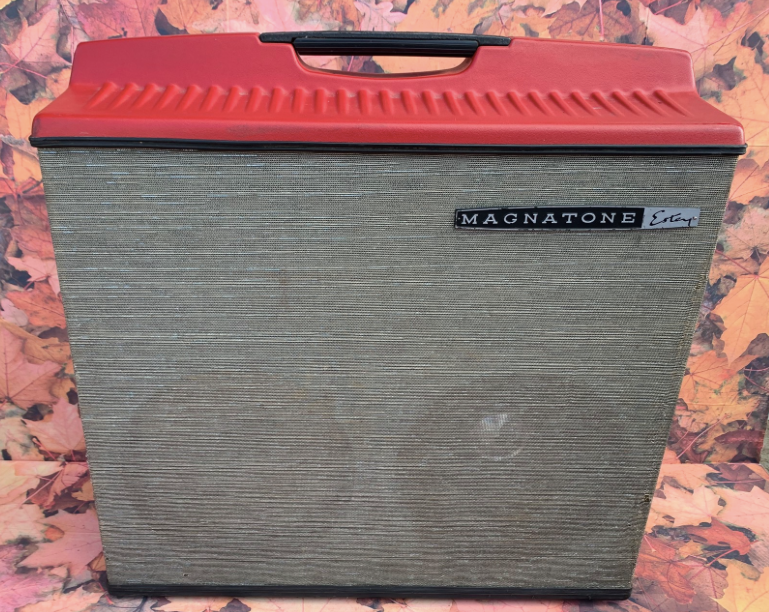 Magnatone Extension Cabinet , Red , Black Sparkle 1960s Red