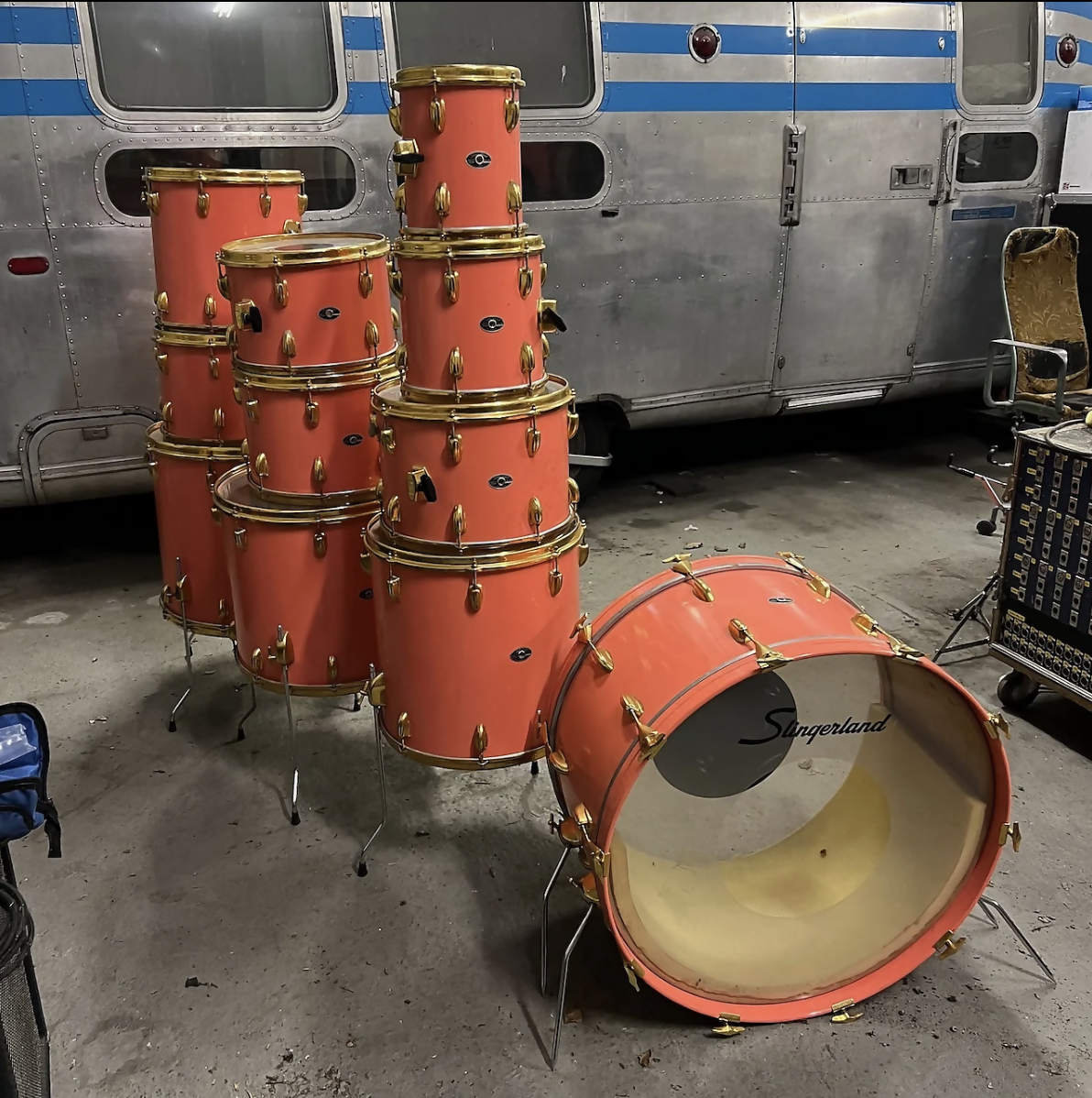 Vintage 1970s Slingerland Factory Custom Ordered 12-Piece Pink Gold Drum Kit LMS