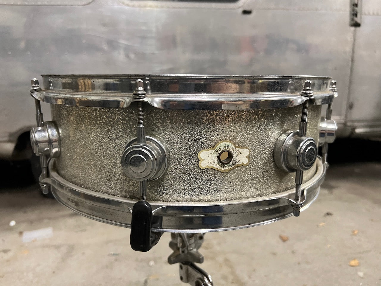 Vintage 1970s Camco USA Aristocrat 14x5 LA Silver Sparkle Snare Drum