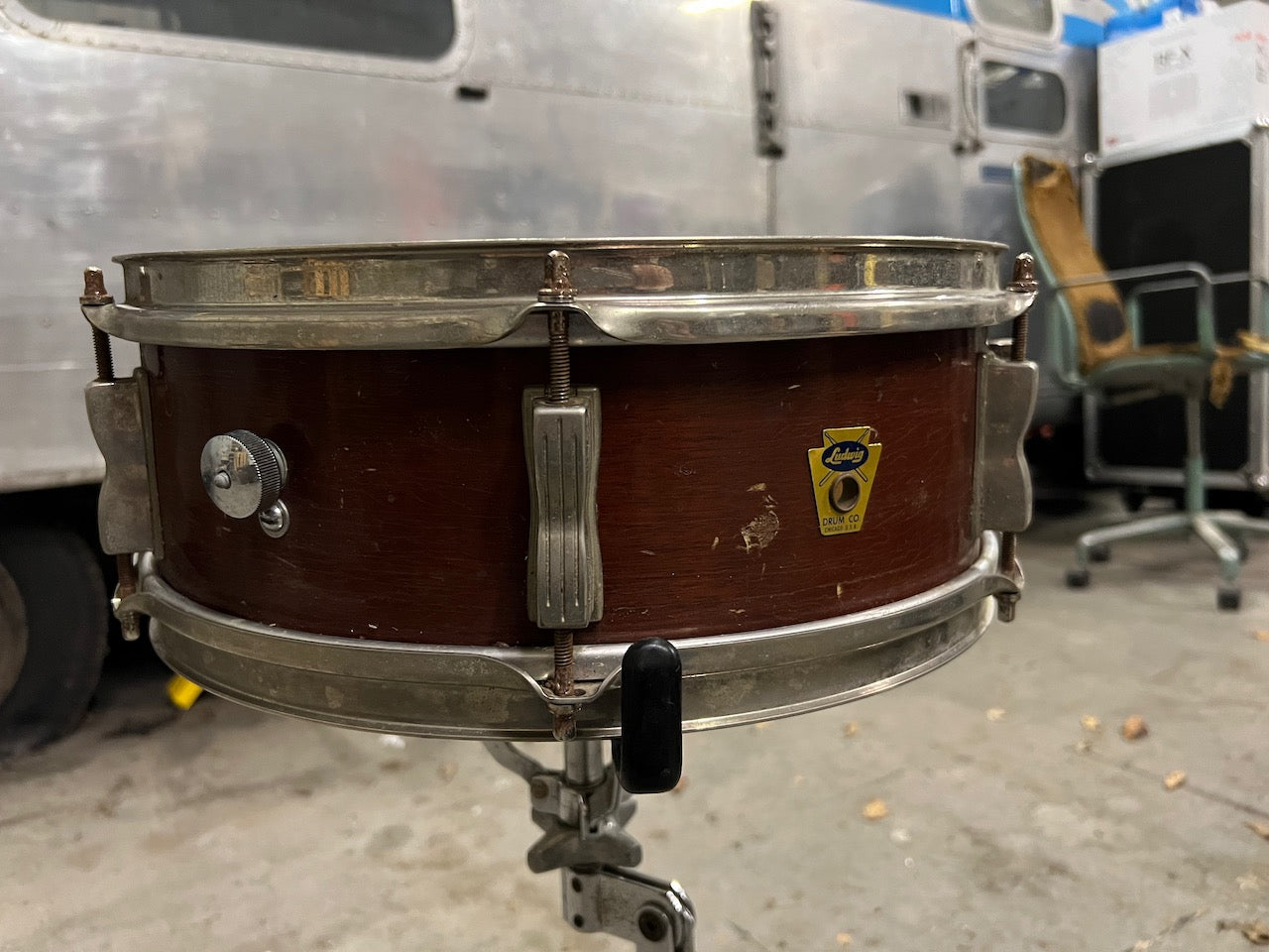 Vintage 1950s Ludwig Pioneer Keystone Transition Mahogany 14x5 Snare Drum
