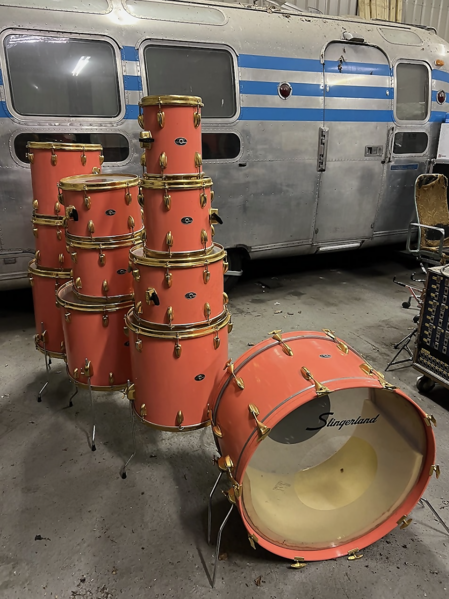 Vintage 1970s Slingerland Factory Custom Ordered 12-Piece Pink Gold Drum Kit LMS